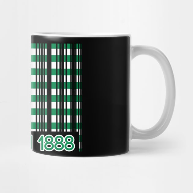 MADE IN 1888, Glasgow Celtic Football Club Green and White Barcode Design by MacPean